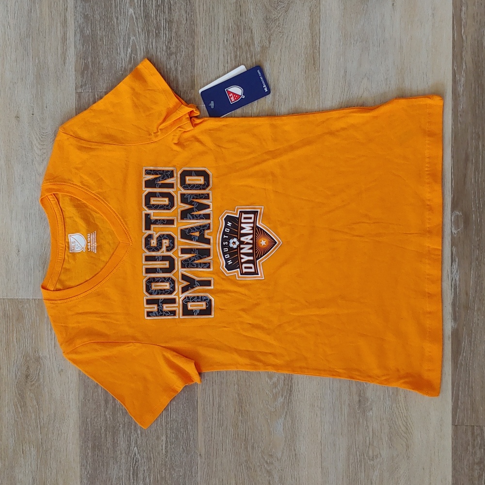 NWT MLS Houston Dynamo Youth Girls T-Shirt Orange Size L